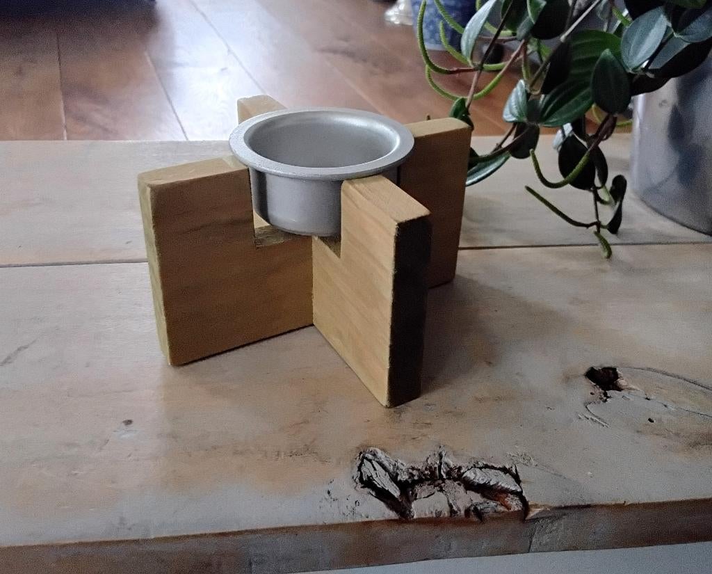 Ikea Snillrik - vintage houten waxinelichthouder met metalen, Huis en Inrichting, Woonaccessoires | Kandelaars en Kaarsen, Nieuw