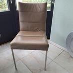Mooie lederen stoel van Bert Plantagie, 4 of 6 stuks, Huis en Inrichting, Stoelen, Ophalen, Bruin, Zo goed als nieuw, Metaal