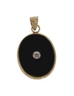 14k gouden Vintage ketting hanger Centaur met diamant onyx, Goud, Goud, Met edelsteen, Ophalen of Verzenden