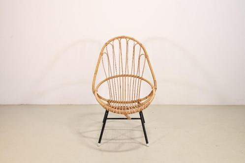 Vintage Rotan stoel door Rohe Noordwolde, Huis en Inrichting, Stoelen, Gebruikt, Eén, Metaal, Riet of Rotan, Bruin, Ophalen of Verzenden