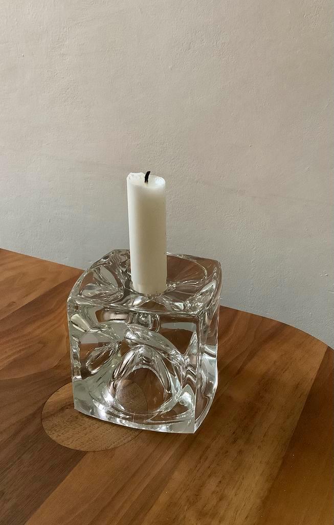 Kandelaar glas Rudolf Jurnikl sklo design ice cube, Antiek en Kunst, Antiek | Glas en Kristal, Ophalen of Verzenden