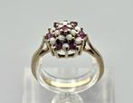 Gouden Vintage ring met edelsteen opaal en robijn. 2025/447., 18 tot 19, Overige kleuren, ., Ophalen of Verzenden