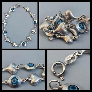 Zilver, zilveren armband met hartjes schakel  beschikbaar voor biedingen
