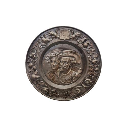 Antiek koperen wandbord Rubens met vrouw, 19e eeuw, Antiek en Kunst, Antiek | Koper en Brons, Koper, Ophalen of Verzenden