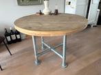 Ronde eettafel, steigerhout, industrieel, Huis en Inrichting, Rond, Ophalen of Verzenden, Zo goed als nieuw, Metaal