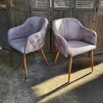 Chesterfield eetkamerstoelen grijs vintage leer , kuipje, Huis en Inrichting, Ophalen, Gebruikt, Chesterfield, Leer
