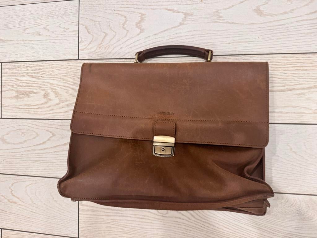 BURKELY Vintage Dean Leren Aktetas - A4 Formaat, Overige merken, Bruin, Nieuw, Ophalen of Verzenden