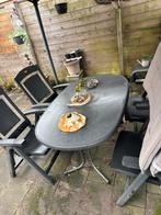 Tuinset met 4 stoelen + kussens, Ophalen of Verzenden, Gebruikt, Ovaal, Kunststof