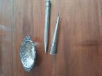 zilveren spulletjes: amandelbakje,  vulpotlood, Antiek en Kunst, Antiek | Goud en Zilver, Ophalen of Verzenden