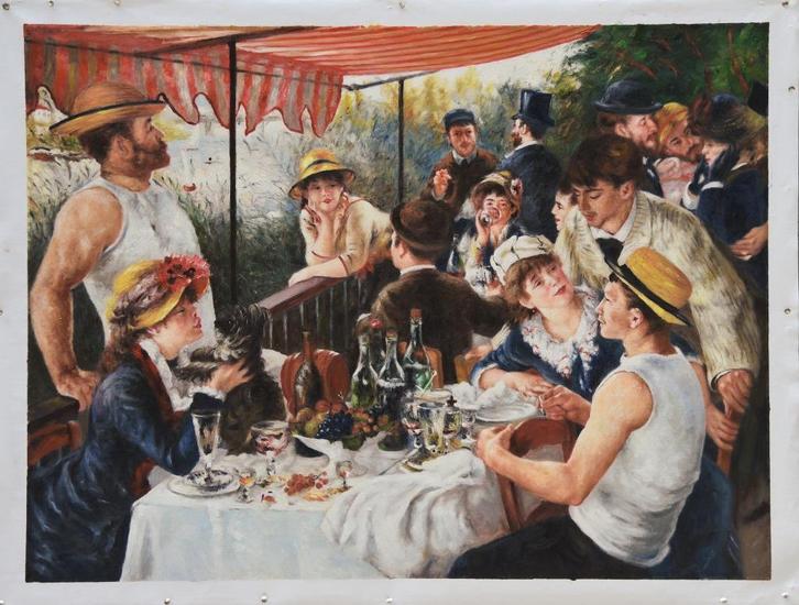 Olieverfreplica Renoir: Lunch van de roeiers, Antiek en Kunst, Kunst | Schilderijen | Klassiek, Verzenden