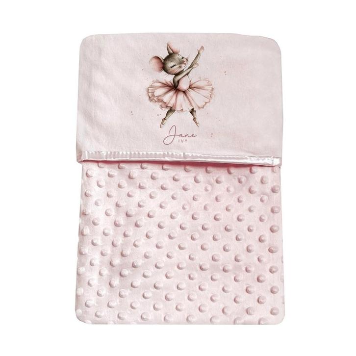 Geboorte baby, Kraamcadeau? Dekentje ballerina muis met naam, Kinderen en Baby's, Kraamcadeaus en Geboorteborden, Nieuw, Kraamcadeau