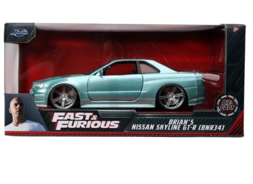modelauto Nissan Skyline GT-R BNR34 Fast and Furious – Jada, Hobby en Vrije tijd, Modelauto's | 1:24, Nieuw, Auto, Jada, Ophalen of Verzenden