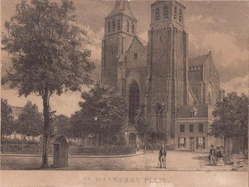 St. Walburgsplein Arnhem Litho ca. 1875, Antiek en Kunst, Kunst | Etsen en Gravures, Ophalen of Verzenden