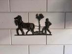 Muur decoratie Boer Paarden met Ploeg. Gietijzer 45x25cm, Antiek en Kunst, Ophalen
