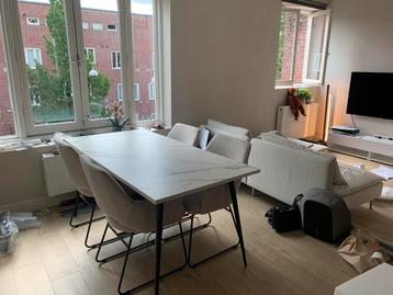 Eettafel marmerlook 160 x 80 cm SANTIAGO beschikbaar voor biedingen