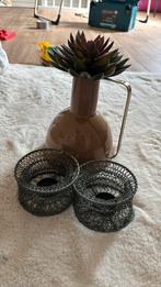 Vaasje en waxinelichthouders, Huis en Inrichting, Ophalen, Zo goed als nieuw, Glas of Kopje