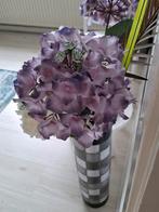 mooie design vaas met kunststof bloemen, Ophalen, Zo goed als nieuw