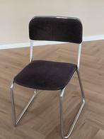 Vintage Stoel - Chroom & Stof, Huis en Inrichting, Stoelen, Gebruikt, Bruin, Ophalen of Verzenden, Metaal