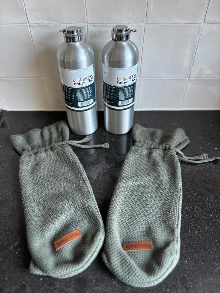 2x baby kruik Briljant + 2x kruikzak Baby’s only khaki groen, Kinderen en Baby's, Badjes en Verzorging, Zo goed als nieuw, Overige typen