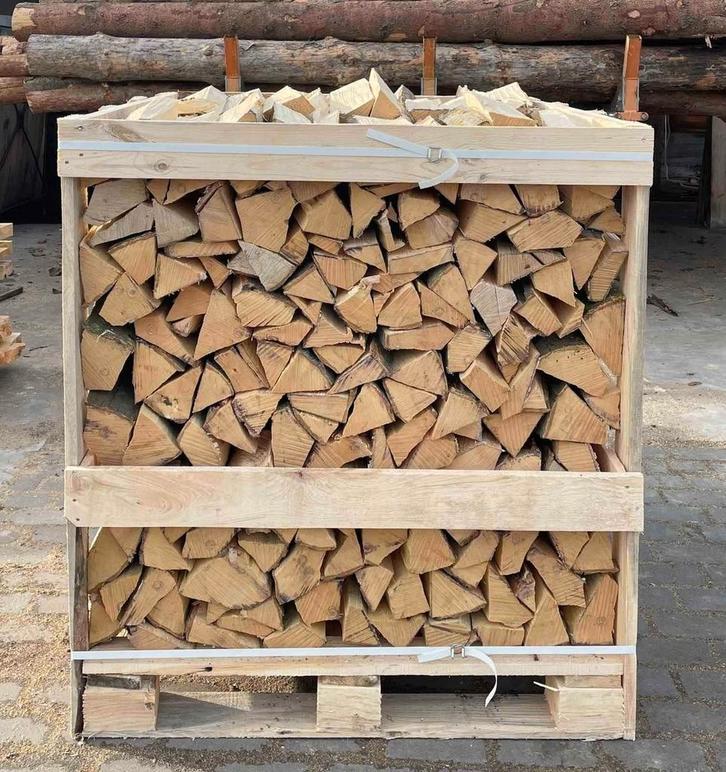 Brandhout gehakt kamergedroogd 25/30-33 cm, eik/haagbeuk/es/, Tuin en Terras, Haardhout, Blokken, Overige houtsoorten, Minder dan 3 m³