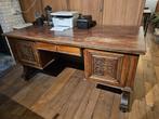 Antiek massief houten bureau, mooi handgesneden paneelwerk, Antiek en Kunst, Antiek | Kantoor en Zakelijk, Ophalen