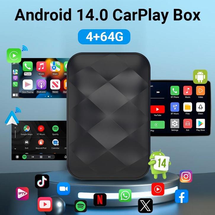 Android 14 CarPlay Youtube Netflix Google Play ViaPlay etc, Auto diversen, Autoradio's, Nieuw, Ophalen of Verzenden
