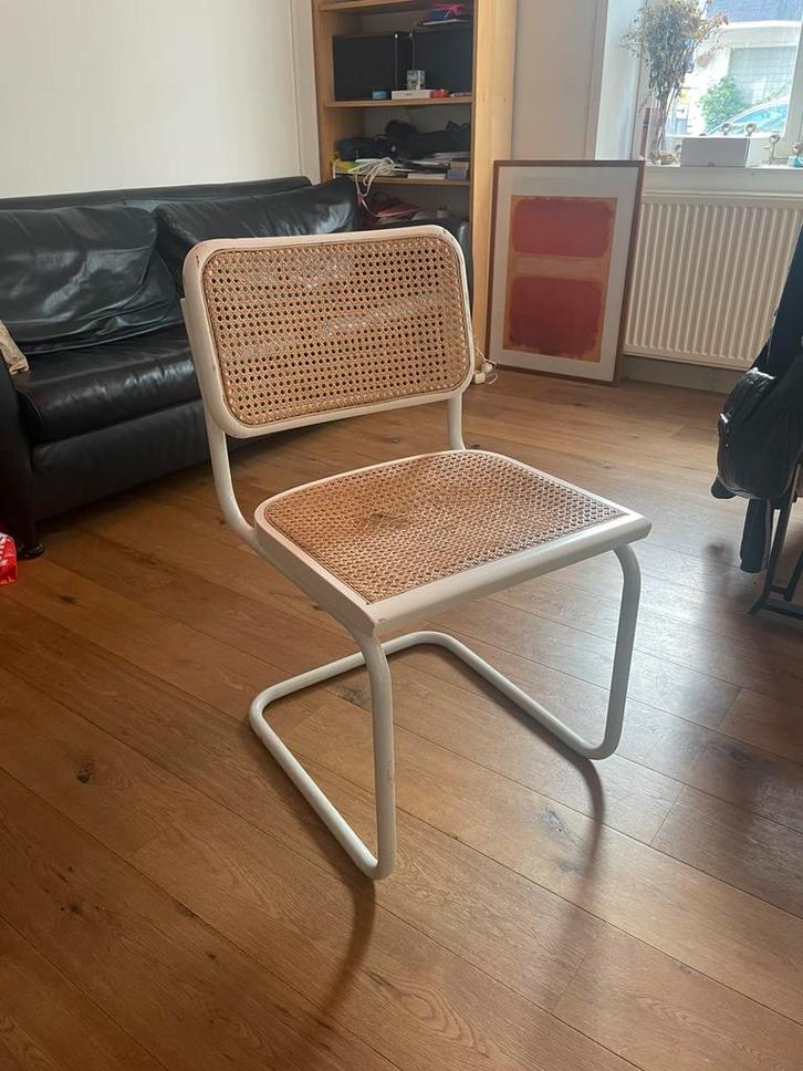 2x Ceska Marcel Breuer design eetkamerstoelen, Huis en Inrichting, Stoelen, Gebruikt, Twee, Hout, Metaal, Riet of Rotan, Wit, Ophalen
