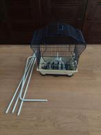 Zwarte vogelkooi met standaard, inclusief accessoires, Dieren en Toebehoren, Ophalen, Zo goed als nieuw, Overige materialen, Vogelkooi