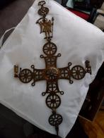Byzantijnse koperen orthodoxe kruis met kaarshouder, Antiek en Kunst, Ophalen of Verzenden