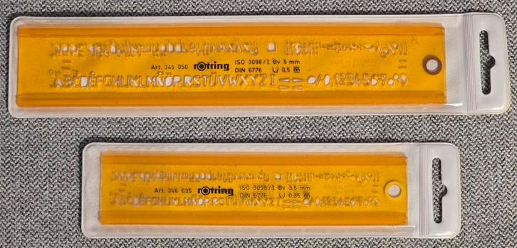 Rotring Lettersjablonen Set - 3.5 & 5mm, Hobby en Vrije tijd, Tekenen, Overige typen, Ophalen of Verzenden
