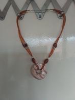 115 Bruine kraaltjes ketting, Ophalen of Verzenden, Zo goed als nieuw, Bruin, Overige materialen