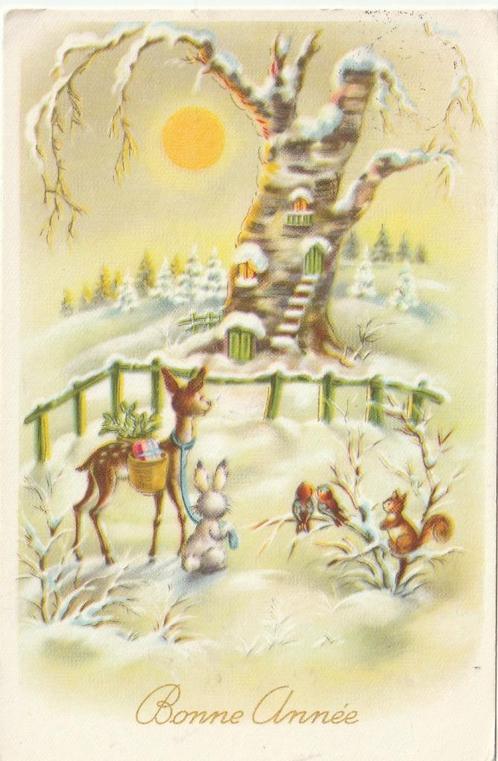 KERST HERT KONIJN UIT 1973 ZEER MOOIE OUDE KAART KH705, Verzamelen, Ansichtkaarten | Themakaarten, Gelopen, 1960 tot 1980, Feest(dag)