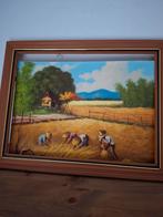 Antiek handgeschilderde olieverfschilderij gesigneerd, Ophalen of Verzenden