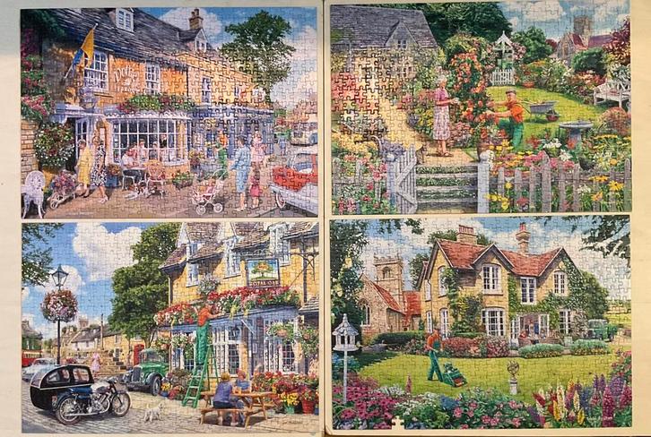 GibsonsThe Gardener’s Round - vier x 500 stukjes, Hobby en Vrije tijd, Denksport en Puzzels, Zo goed als nieuw, 500 t/m 1500 stukjes