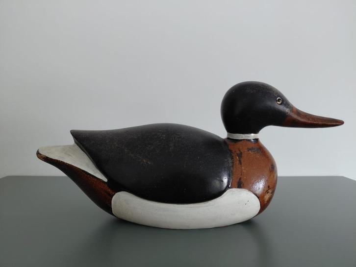 Vintage houten eend - decoratie eend Claude Gourret - Paris, Antiek en Kunst, Kunst | Beelden en Houtsnijwerken, Ophalen of Verzenden