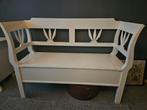 Antieke witte bank met opbergruimte, Antiek en Kunst, Ophalen of Verzenden