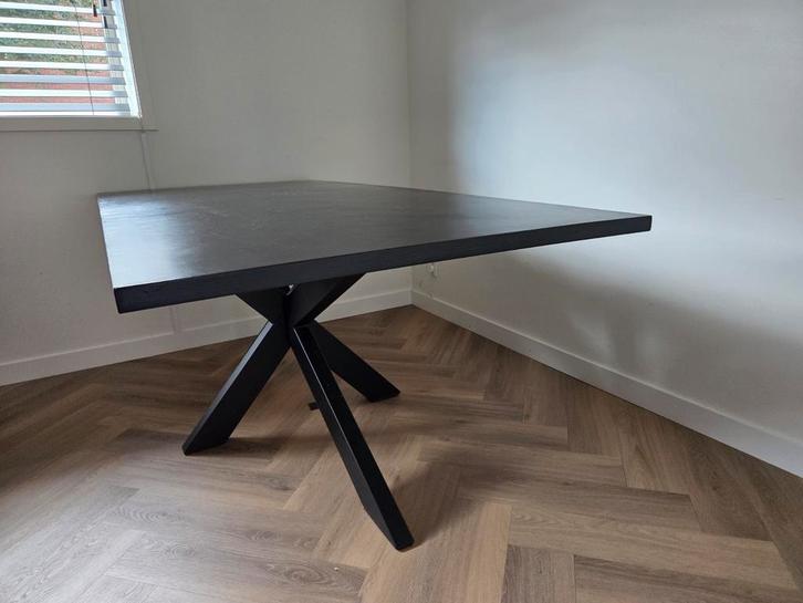 Eettafel zwart 200x100cm met stalen poot, Huis en Inrichting, Tafels | Eettafels, Zo goed als nieuw, 50 tot 100 cm, 150 tot 200 cm