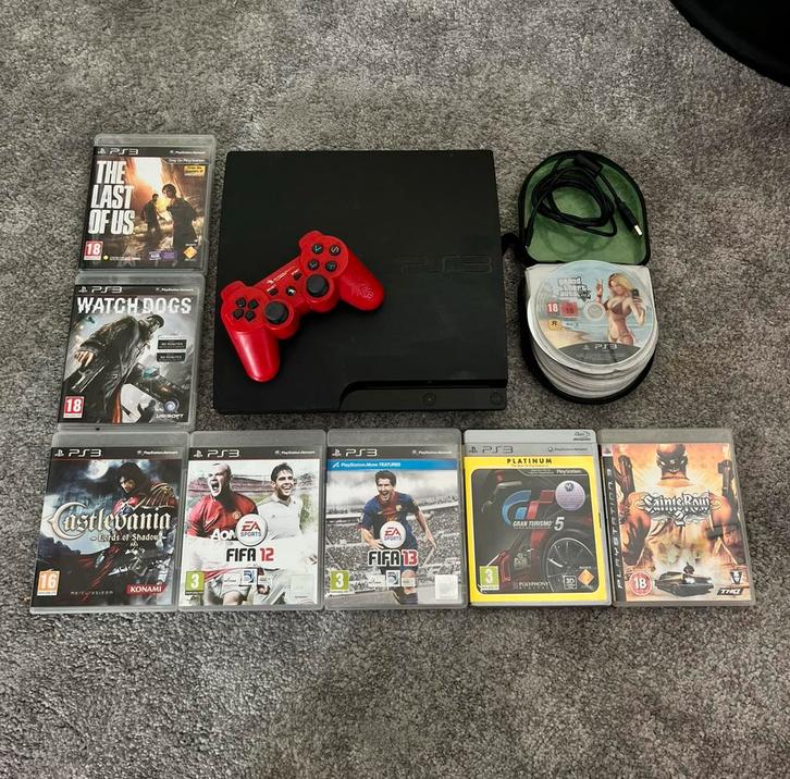 Playstation 3 / PS3 Slim 320GB + 1 controller + 12 spellen, Spelcomputers en Games, Spelcomputers | Sony PlayStation 3, Gebruikt