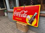 Groot oud Coca Cola emaille reclamebord, Verzamelen, Ophalen, Reclamebord, Gebruikt, .