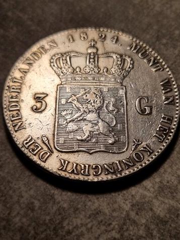 3 Gulden Willem I 1824 beschikbaar voor biedingen