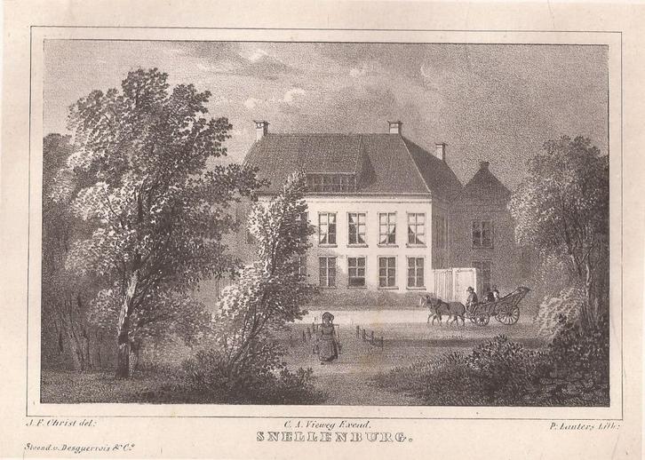Het Huis Snellenburg bij Benschop Utrecht Litho 1846, Antiek en Kunst, Kunst | Etsen en Gravures, Ophalen of Verzenden