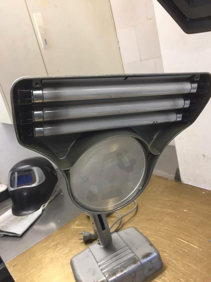 Vintage lamp met loep +/- 1950, Huis en Inrichting, Lampen | Overige, Gebruikt, Ophalen