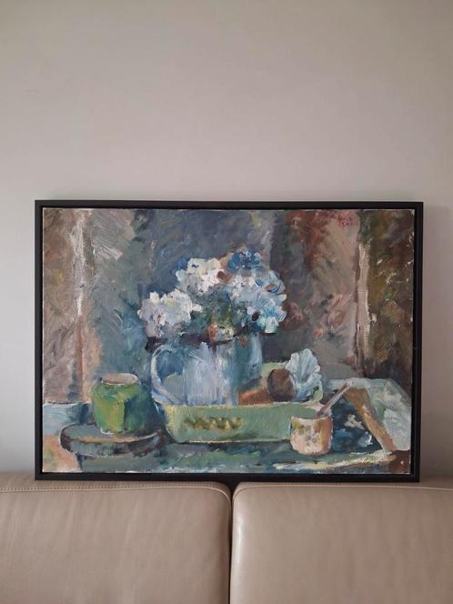 olieverf Anneke Kimmel (1932 - 2018) " Hortensia's ", Antiek en Kunst, Kunst | Schilderijen | Modern, Ophalen of Verzenden