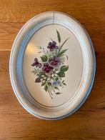 Vintage houten lijst met handgeschilderde bloemen, Ophalen of Verzenden