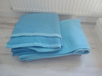 2 Blauwe Eenpersoons Wollen Dekens beschikbaar voor biedingen