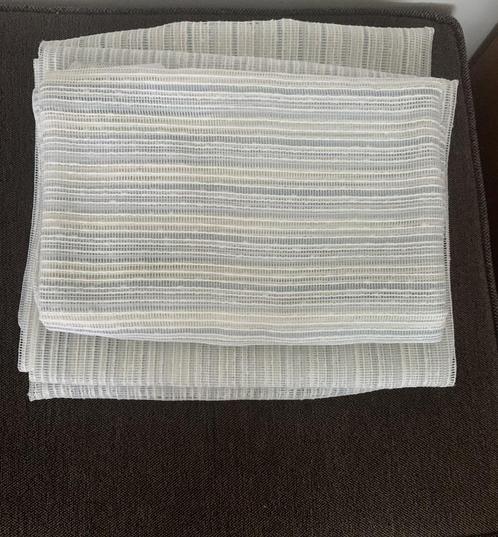 vintage vitrage, wit + blauw streepje, 3 stukken, is goed, Huis en Inrichting, Stoffering | Gordijnen en Lamellen, 200 cm of meer