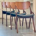 Restored teak Hovmand Olsen stoelen vintage Deens design, Ophalen, Zwart, Midcentury modern vintage Danish design classics restored