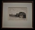 Ets. Gezicht op de brug van Düsseldorf, Antiek en Kunst, Ophalen of Verzenden