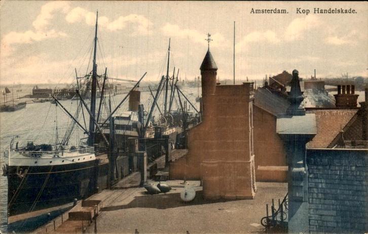 Amsterdam- Kop handelskade, Verzamelen, Ansichtkaarten | Nederland, Gelopen, Noord-Holland, 1940 tot 1960, Ophalen of Verzenden