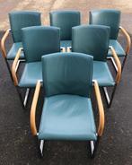 6x Wiesner Hager slede stoel, mintgroen leer, bureaustoel, Ophalen, Overige kleuren, Modern Design, Vijf, Zes of meer stoelen
